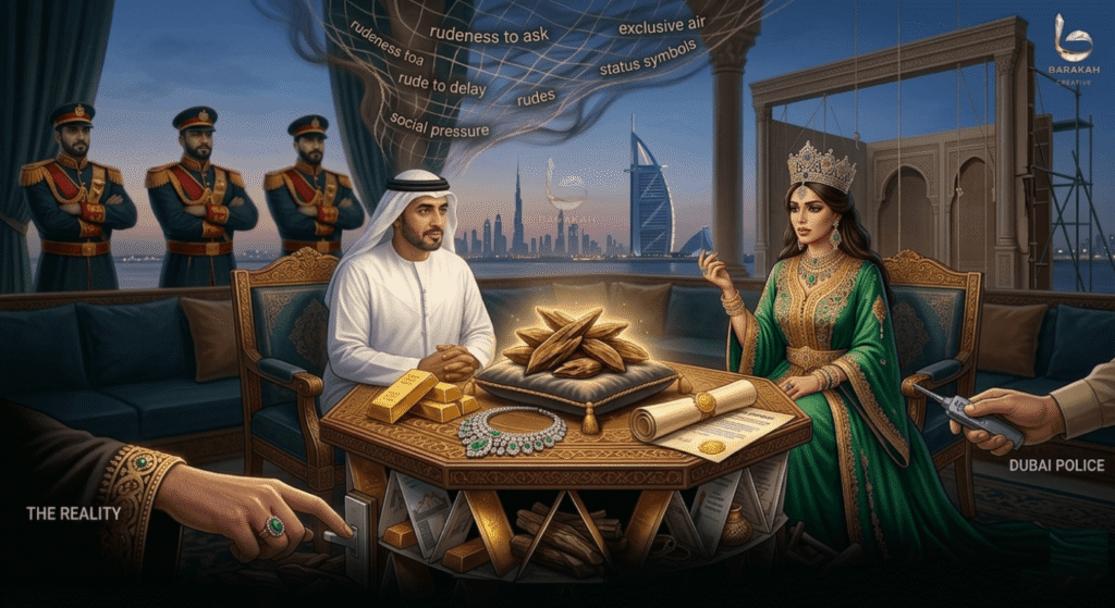 Psychological manipulation tactics used in Dubai oud theft scam, fake princess merchant social pressure Burj Al Arab