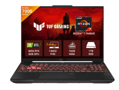 ASUS TUF Gaming Series TUF Gaming A16 (FA607NUG-WH73) 16″ WUXGA Gaming Display, AMD Ryzen 7 7445HS