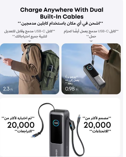 25000 mAh Power Bank, 25,000mAh 165W Ultra-Fast Portable Charger for Dual Laptops,