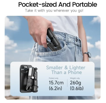 AI Cell Phone Stabilizer Gimbal with 360° Rotation, Automatic Face Tracking And Anti-Shake