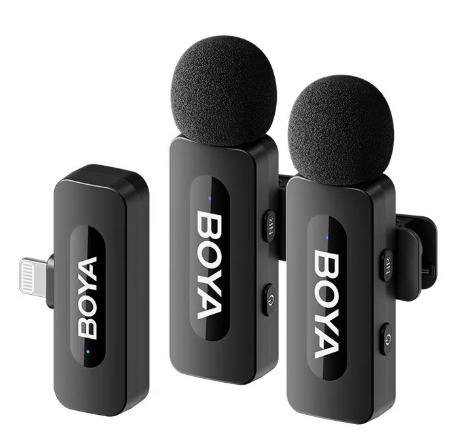 BOYA BY-V2 Wireless Lavalier Microphone for iPhone iPad,Dual Mini Omnidirectional Condenser