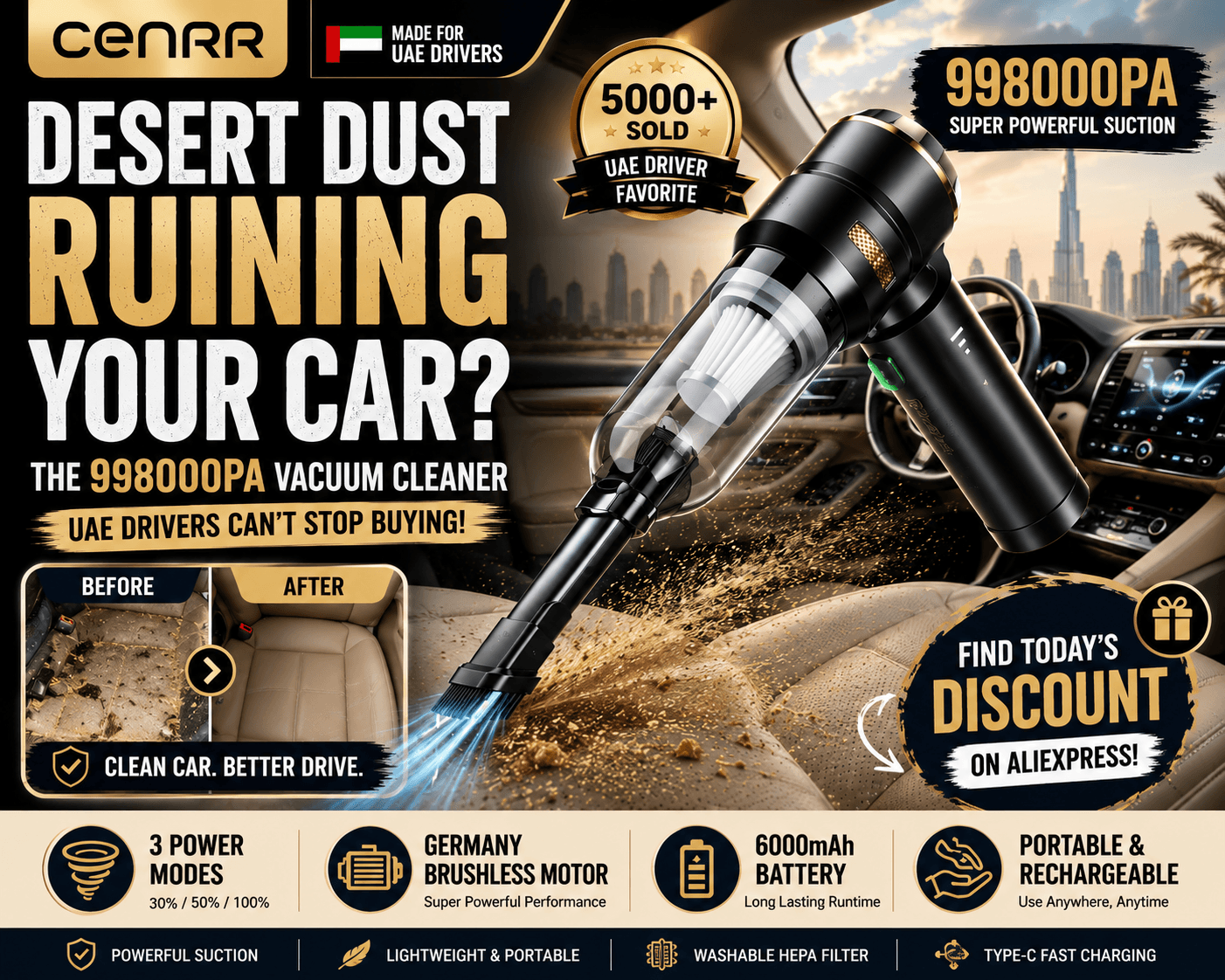5 Best Car Vacuum Cleaners for UAE Drivers in 2026 | أفضل 5 مكانس سيارات لسائقي الإمارات في 2026