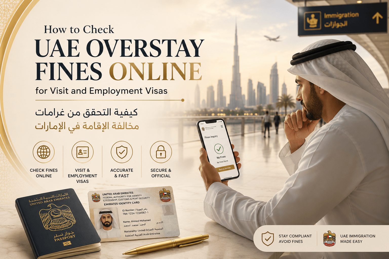 How to Check UAE Overstay Fines Online for Visit and Employment Visas | كيفية التحقق من غرامات مخالفة الإقامة في الإمارات