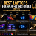 Best Laptops for Graphic Designers in 2026 featuring Apple MacBook Pro M5, ASUS ProArt P16, Dell XPS 16, ASUS Vivobook Pro, Acer Swift X, Lenovo Xiaoxin Pro 16, Huawei MateBook X Pro, and HONOR MagicBook Pro 16.